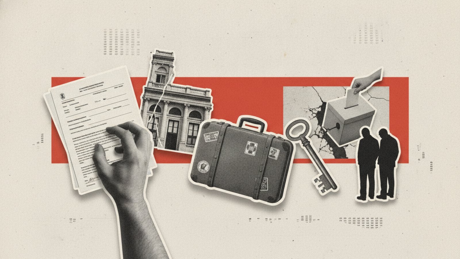 Ilustração em colagem sobre: Eleições antecipadas na Espanha travam reformas de residência e asilo
